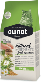 OWNAT Aliment Sec pour Chat CLASSIQUE HAIRBALL CHATS 4 Kg